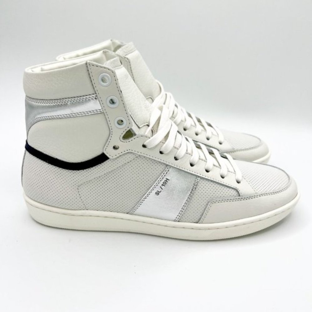 Saint Laurent Court Classic Leather High-Top Sneakers NWT - Picture 3 of 10